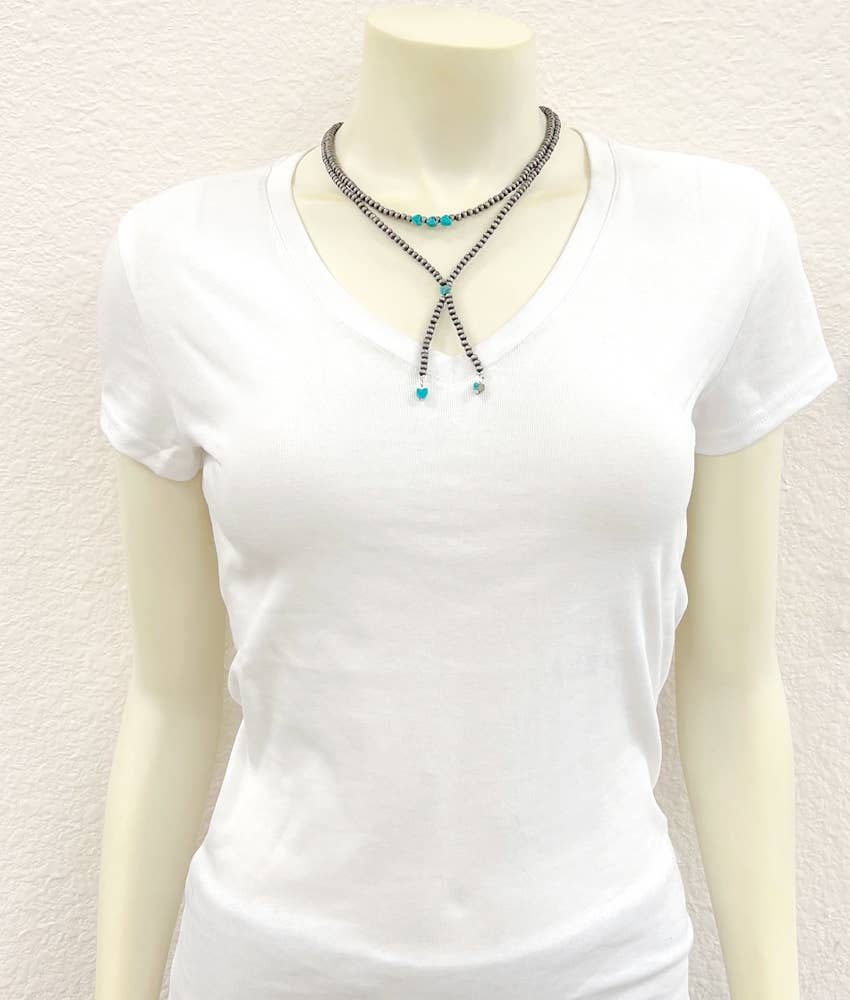 739467, Handmade Navajo Heart Gemstone Y-Necklace