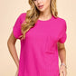 T1641 Solid Ribbed Top With Pockets L1E-T1641
