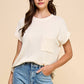T1641 Solid Ribbed Top With Pockets L1E-T1641