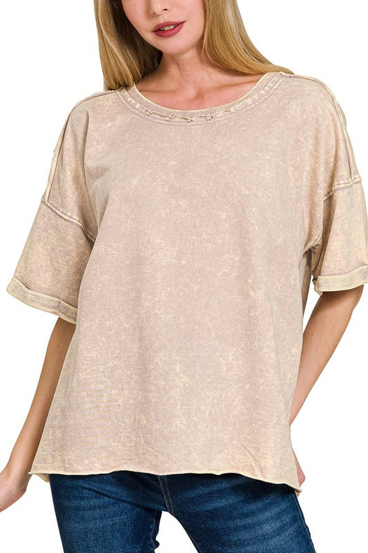 French Terry Acid Washed Tee Shirts 5314A