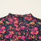 Shirts Women’s Floral Western Mesh Mock Neck Sheer Slim Fit Blouse P1015
