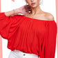 HAT7501 Breathable Fabric Off Shoulder Balloon Sleeve Top Women’s Shirts