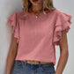 Shirts Women’s Crewneck Loose Lace Ruffle Sleeve RCXL00715