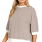 Striped Contrast Trim Banded Bottom Top