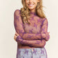 TP9602 MESH LACE HIGH NECK DESIGN LONG SLEEVE FITTED TOP