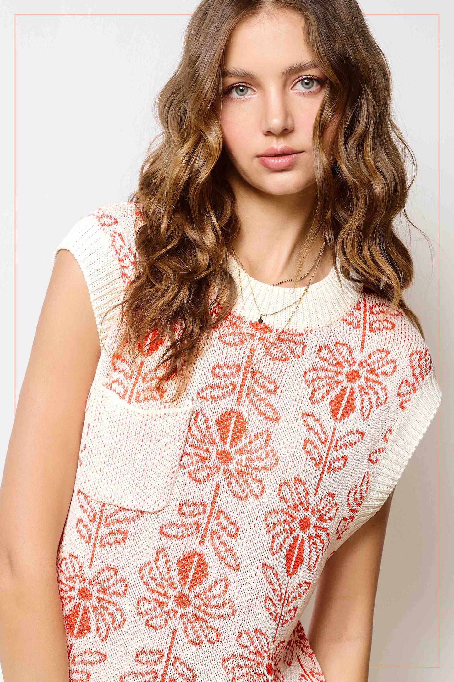 Outerwear Women’s Floral Sweater Vest MCS3587