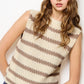 MCS3584-Classic Chunky Striped Sleeveless Sweater Top