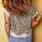 Shirts Women’s LDC Zip up Collared Leopard Cap Sleeve Topb P1520
