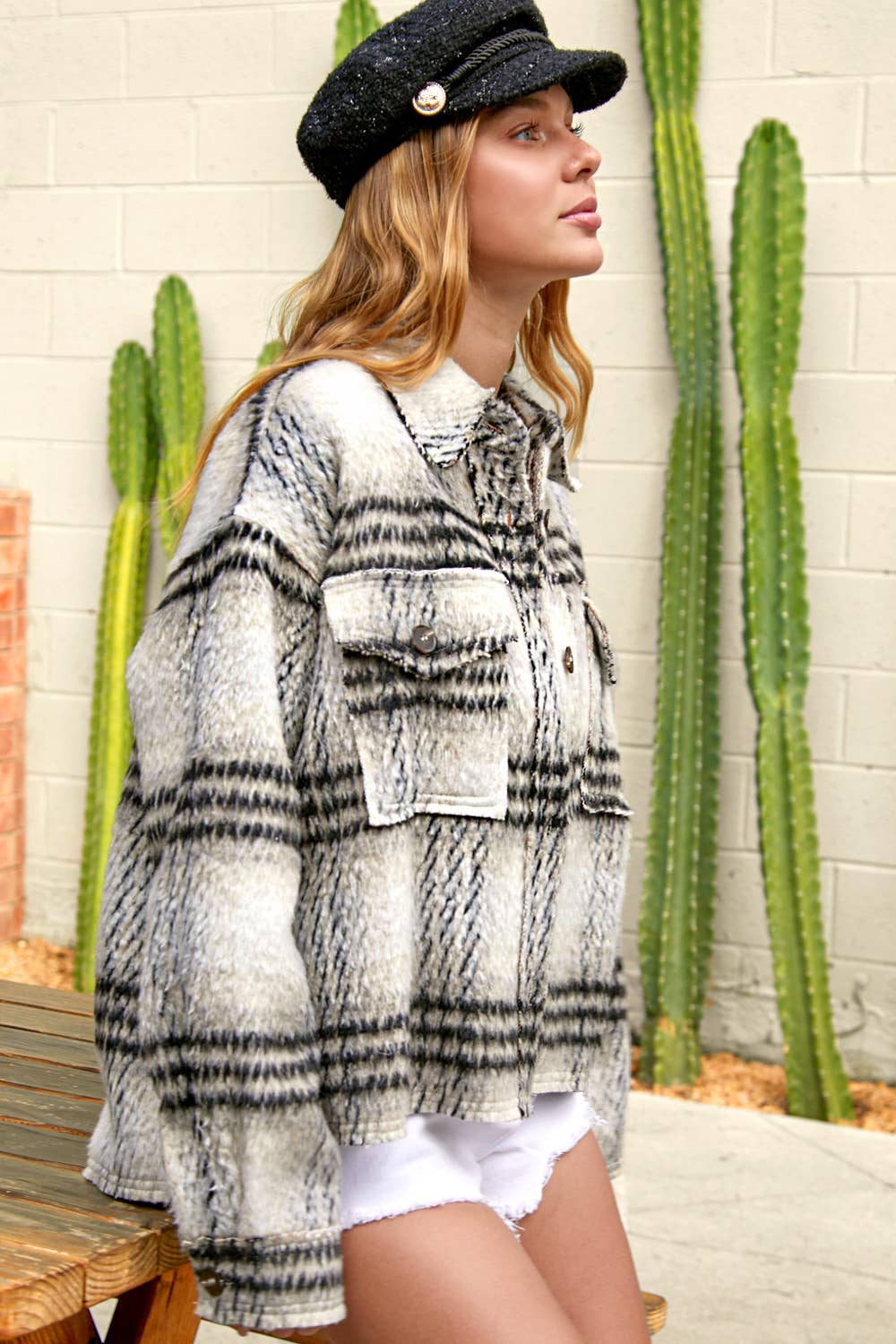 Outerwear Plaid Soft Brushed Button Down Jacket JKT1791