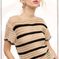 Outerwear Round Neck Scalloped Edge Short Sleeve Sweater MDS3603