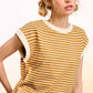 JDT7710 Shirts Women’s Nautical Cap Sleeve Striped Top 4th of july
