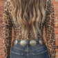 Shirts Women’s Floral Western Mesh Mock Neck Sheer Slim Fit Blouse P1015