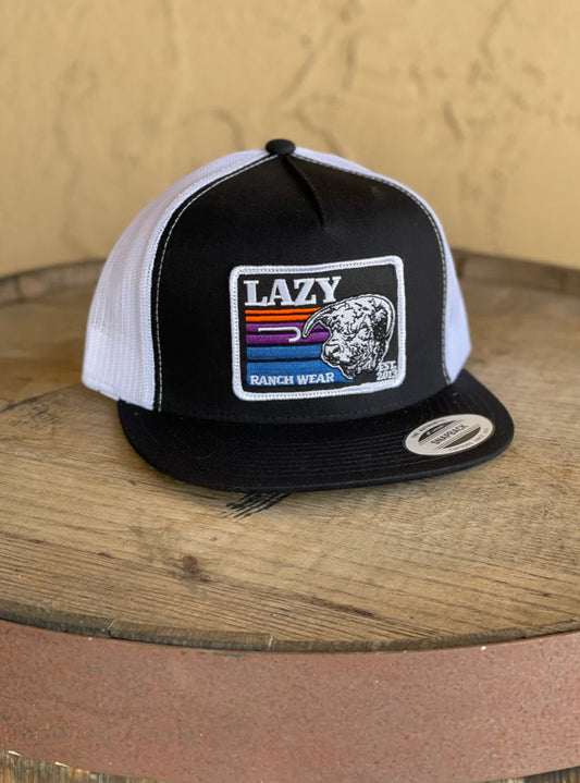 Hats Ball Caps Lazy J Sunset Bull Black White BLKWHT4BS