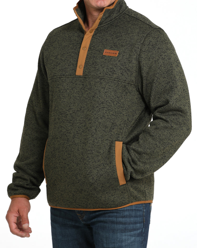 Men’s Pullover Cinch olive 1/4 snap sweater outerwear MWK1534009