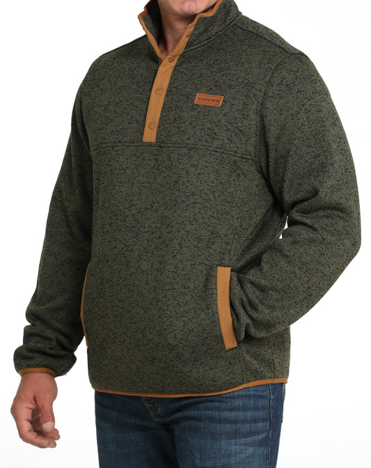 Men’s Pullover Cinch olive 1/4 snap sweater outerwear MWK1534009