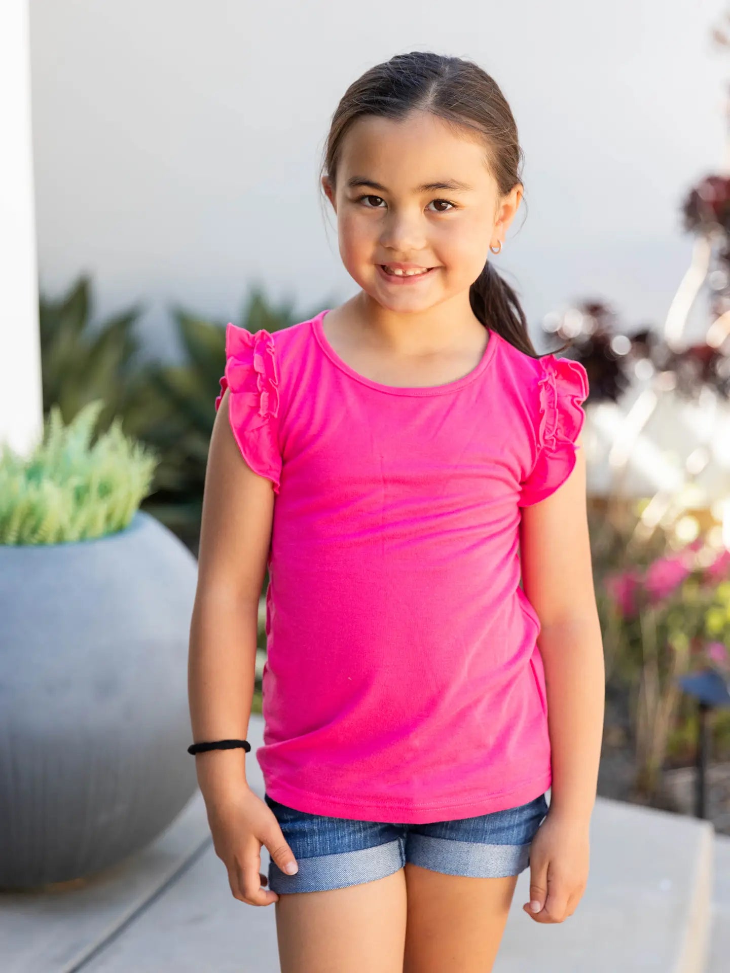 Shirts Girls Ruffle Sleeve Top
