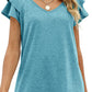 Women’s Shirt Doubble Sleeve Ruffle V Neck CWTTSO527