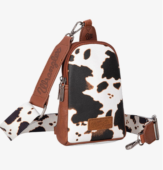 Purses Wrangler Cow Print Sling Bag WG133-210BR BK