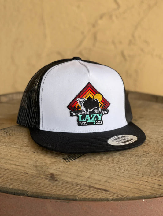 Hats Ball Caps Lazy J Cactus Sunrise Bull ALTBLKWHT4RISE