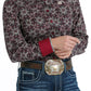 Shirts Women’s Cinch Burgundy and Black Geo Print Long Sleeve Button Up MSW9165042
