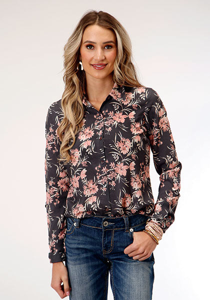 Shirt Women’s Roper Long Sleeve Coral Floral 03-050-0590-7071