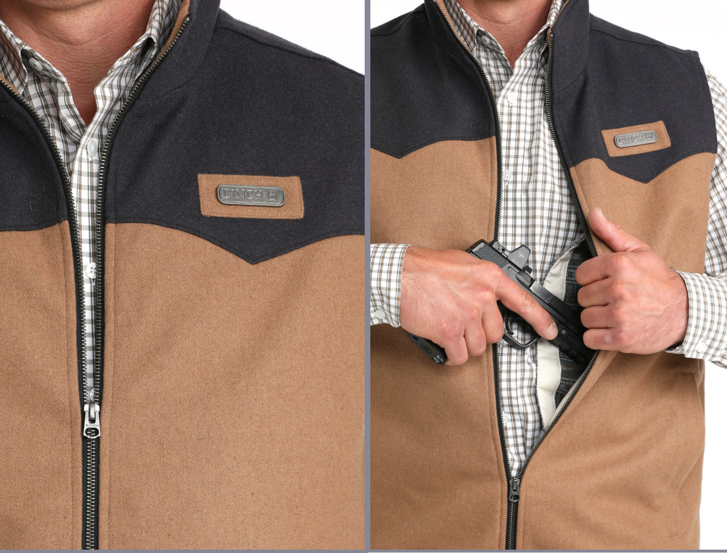 Men’s Cinch Wooly Vest brown/Black MWV1543014 Outerwear