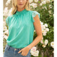 Shirts Women’s Short Sleeve Burnout Ruffle Sleeve Suede 32112-3