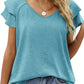 Women’s Shirt Doubble Sleeve Ruffle V Neck CWTTSO527