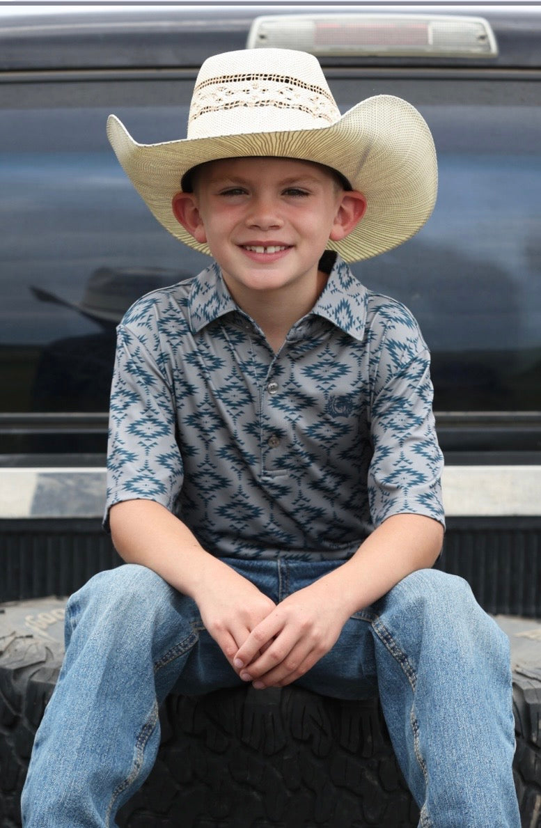 Shirts Boys Cinch Polo Grey Western Print MTK7600017