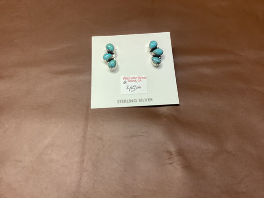 Jewelry Earrings  Sterling Silver Turquoise Cluster