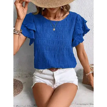 Shirts Women’s Blouse Ruffle Sleeve Blue W20507704