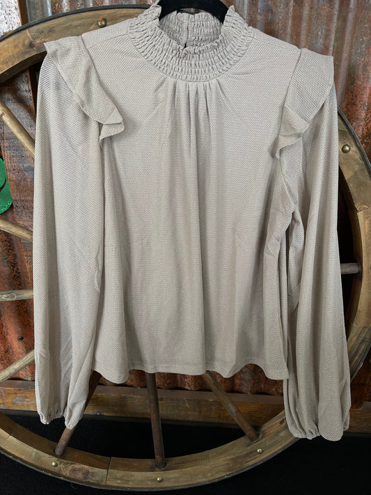 Shirts Women’sLong Sleeve Ruffle Sparkle  HF25C118