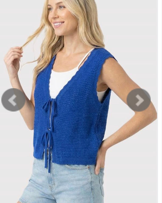 55913A Sweater Vest Tie front Shirt Women’s Top Cardigan