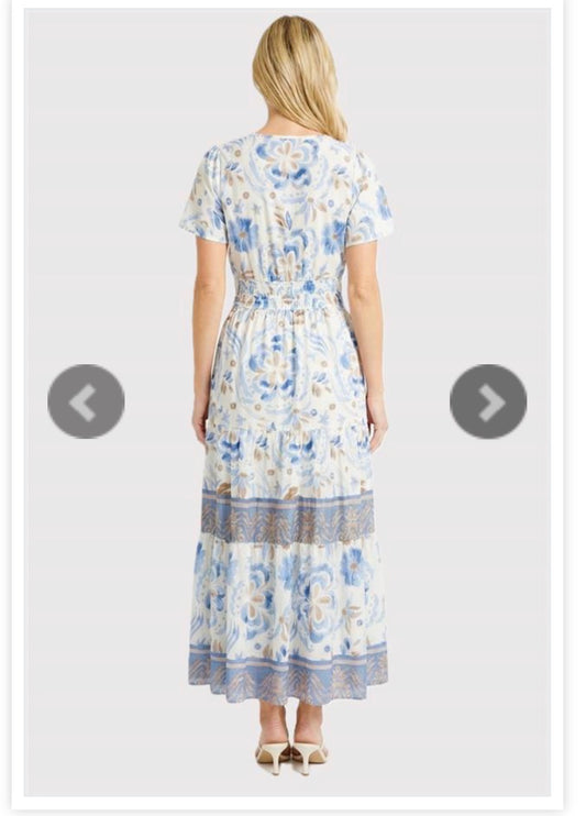 72172 Dress Women’s Blue Print with side pocket