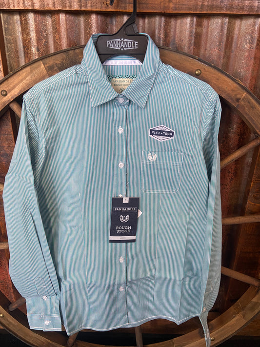 Shirts Women’s Long Sleeve Button Turquoise Pin Stripe RWB2S04582