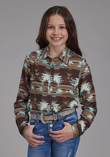 Shirts Girls Roper Long Sleeve Pearl Snap 03-080-0590-6108