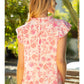 Shirts Women’s Short Ruffle Sleeve V Neck Flower Print 32025-32