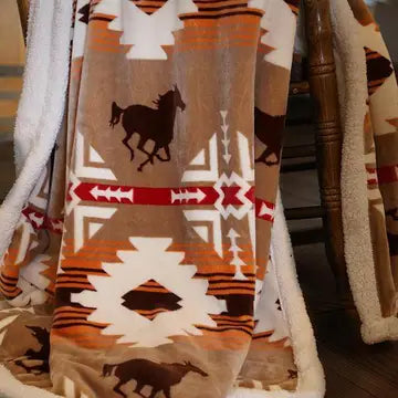 Beading Blankets Pillows Running Horses Southwest Print JP523