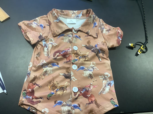 Shirts Boys Kids Stretch Fabric Western Print BT0525
