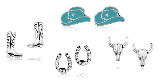 Jewelry Women’s Attitude Stud Earring Multi Pack Boot Scoot AER6241