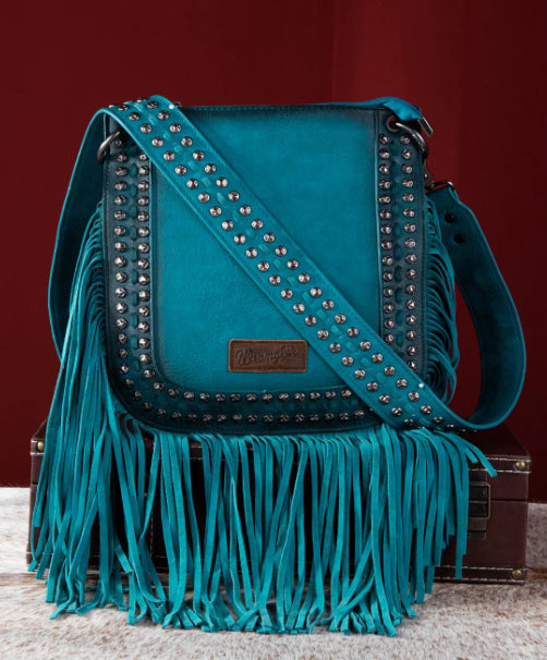 Purses Wrangler Rivets Fringe Turquoise Crossbody WG65-G2003TQ