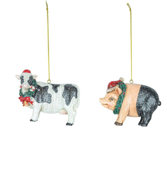 Christmas Ornament Cow & Pig 14016