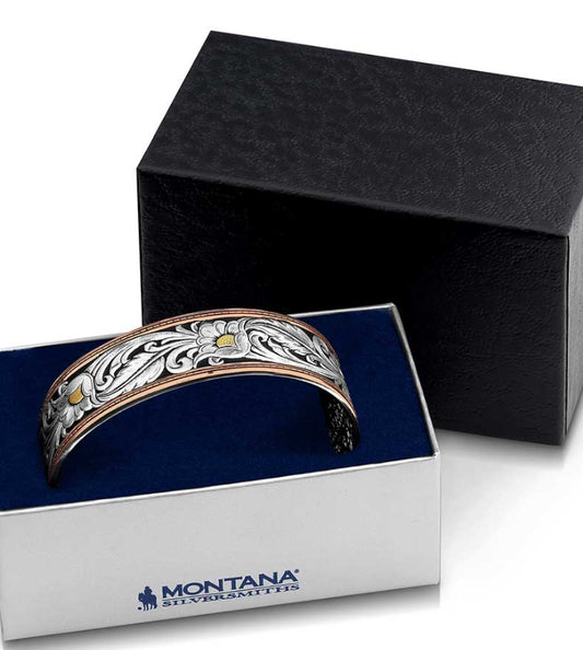 Jewelry Montana Silversmiths Gold Silver Coper Cuff BC2598TRI-BK