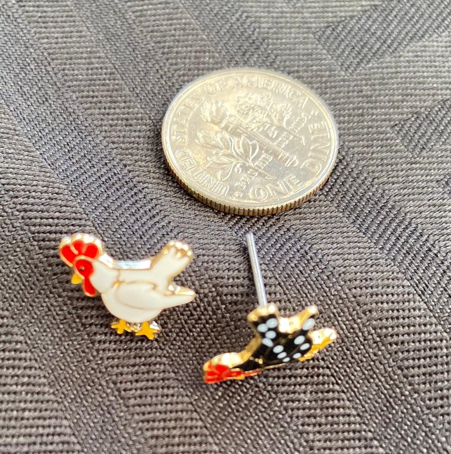 Earrings Enamel Chicken JE036BK-Plymouth, JE036WT-Cornish