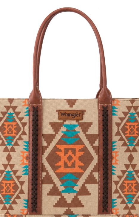 Purses Wrangler Southwest Pattern Wise Tote Tan WG2203-8119TN