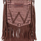 Purses Wrangler Leather Fringe Jean Denim Pocket Brown WG44-8360LCF