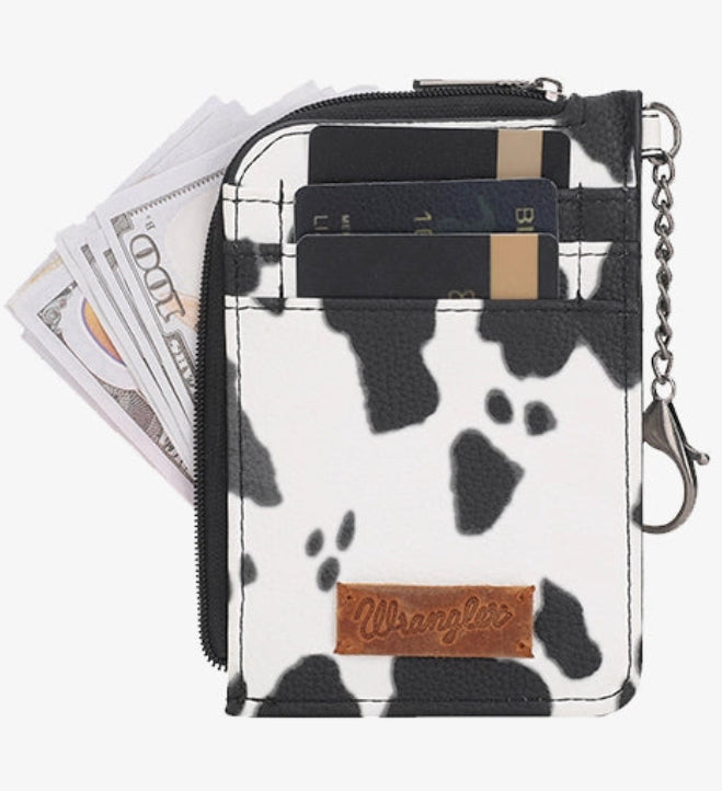 Purses Wrangler Wallet Card Holder Cow Print WG133-W005BK BR