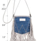 Purses Wrangler Leather Fringe Jean Denim Pocket Crossbody White WG44-8360BG