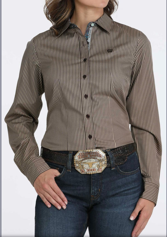 Shirts Women’s Cinch Brown Stripe Shirt MSW9165076