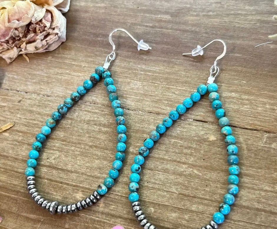 3mm Navajo pearl teardrop earrings 174